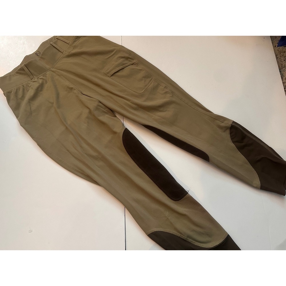 Noble Outfitters Womens Equestrian Riding Breeches‎ Tan Brown Knee Patch Tights